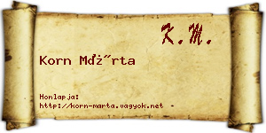 Korn Márta névjegykártya